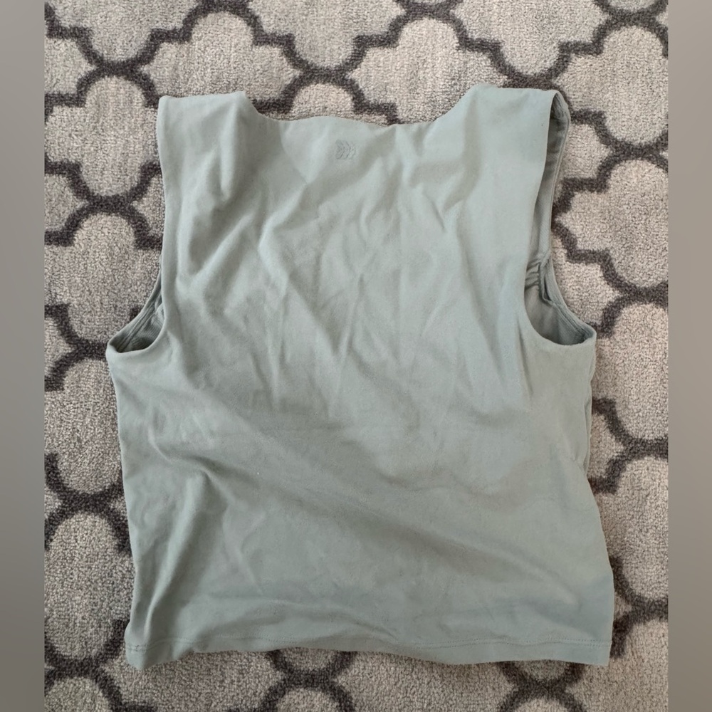 Square Neck cropped Tank Top in Sage Green - Picture 3 of 4